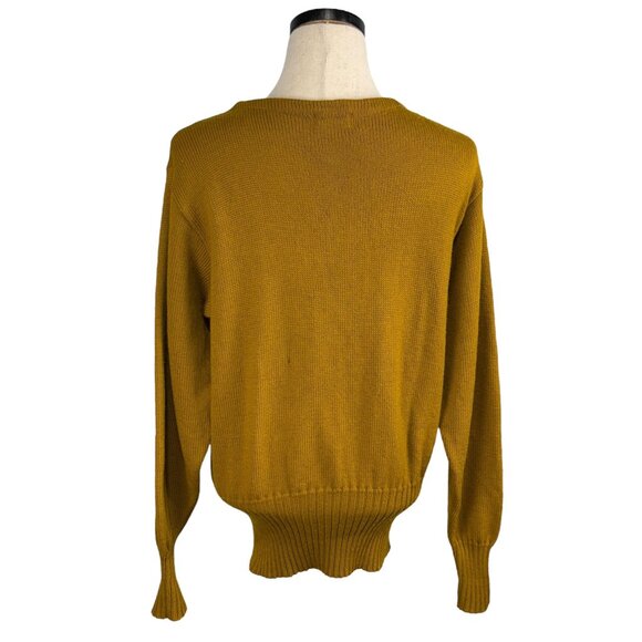 Vintage Iowa State Mustard Yellow Collegiate Sweater 60's Large Distressed Wool - Picture 2 of 13